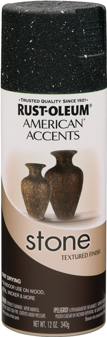 RUST-OLEUM AMERICAN ACCENTS 7991830 Stone Spray Paint Black Granite, Solvent-Like, Black Granite, 12 oz, Aerosol Can [SKU: ORG6235980]