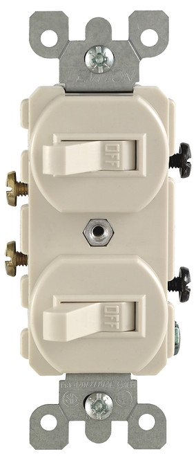 Leviton R56-05224-2TS Combination Switch, 1 -Pole, 15 A, 120/277 V, Wall Mounting, Light Almond [SKU: ORG7019136]