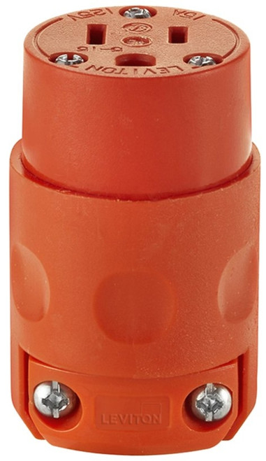 Leviton 515CV-OR Electrical Connector, 2 -Pole, 15 A, 125 VAC, NEMA: NEMA 5-15R, Orange [SKU: ORG0872010]