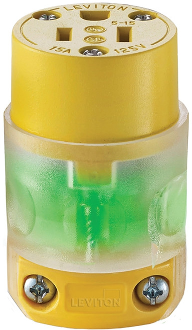 Leviton R50-515CV-LIT Electrical Connector, 2 -Pole, 15 A, 125 V, NEMA: NEMA 5-15R, Transparent Yellow [SKU: ORG7019193]