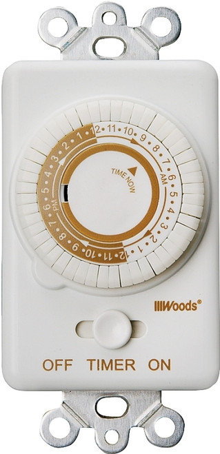 Woods 59745 Mechanical Timer, 20 A, 125 V, 2500 W, 24 hr Time Setting, 24 On/Off Cycles Per Day Cycle, White [SKU: ORG0609453]