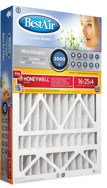 BestAir HW1625-13R Air Cleaning Furnace Filter, 16 in L, 25 in W, 13 MERV, 1500 to 1900 MPR, Cardboard Frame [SKU: ORG3602604]