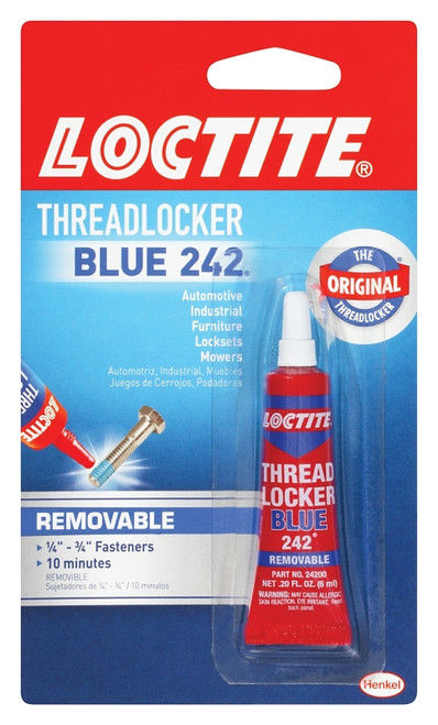 Loctite 209728 Thread Locker, Blue, Liquid, 0.2 oz Carded Tube [SKU: ORG7389034]