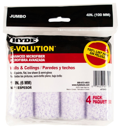 HYDE E-Volution 47313 Jumbo Mini Roller Cover, 1/4 in Thick Nap, 4 in L [SKU: ORG7415029]