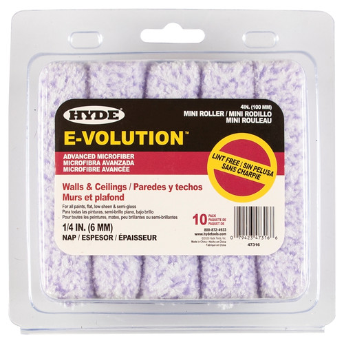 HYDE E-volution 47316 Mini Roller Cover, 1/4 in Thick Nap, 4 in L [SKU: ORG7415086]