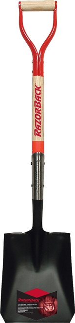 RAZOR-BACK 42101 Square Point Shovel, Steel Blade, Wood Handle, D-Grip Handle, 41-1/8 in OAL [SKU: ORG7408933]