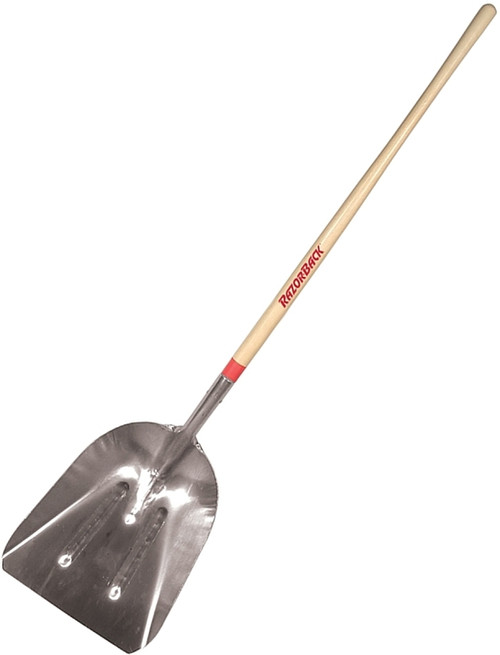 RAZOR-BACK 53127 Scoop Shovel, 14-1/4 in W Blade, 18 in L Blade, Aluminum Blade, Wood Handle, Long Handle, 68-3/4 in OAL [SKU: ORG7005747]