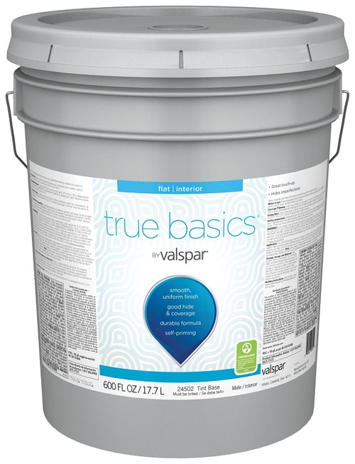 Valspar True Basics 24530 Series 080.0024502.008 Interior Paint, Flat, Tint, 5 gal, Latex Base [SKU: ORG7350762]
