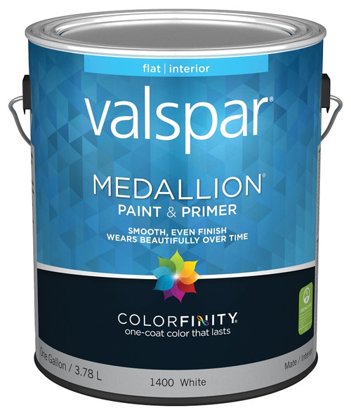 Valspar Medallion 1400 Series 027.0001400.007 Interior Paint, Flat, White, 1 gal, Can, Latex Base [SKU: ORG6404891]