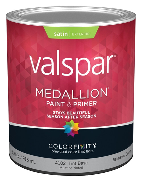 Valspar 027.0004102.005 Exterior House Paint, Satin, Tint Base, 1 qt [SKU: ORG6405419]
