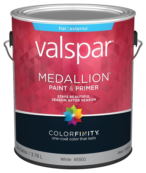 Valspar 027.0045501.007 Exterior House Paint, Flat, White, 1 gal [SKU: ORG6406961]