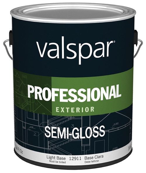 Valspar Professional 12900 Series 045.0012911.007 Exterior Paint, Semi-Gloss, Light Base, 1 gal [SKU: ORG5612734]