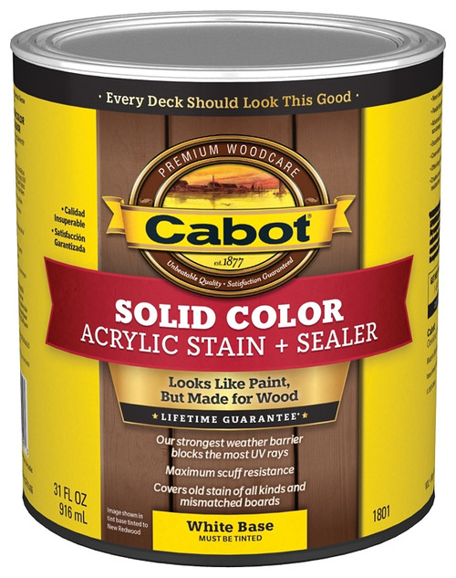 Cabot 140.0001801.005 Decking Stain, Low-Lustre, White, Liquid, 1 qt [SKU: ORG5782818]