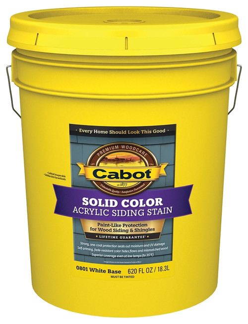 Cabot 800 Series 140.0000801.008 Solid Color Siding Stain, Natural Flat, Liquid, 5 gal, Can [SKU: ORG6446892]