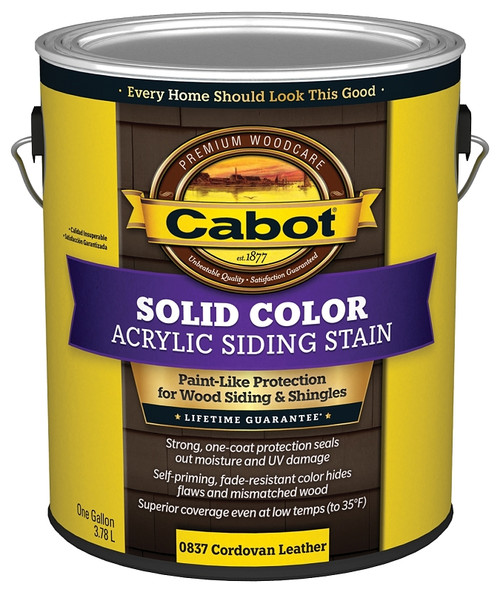 Cabot 800 Series 140.0000837.007 Solid Color Siding Stain, Natural Flat, Cordovan Brown, Liquid, 1 gal, Can [SKU: ORG2294502]