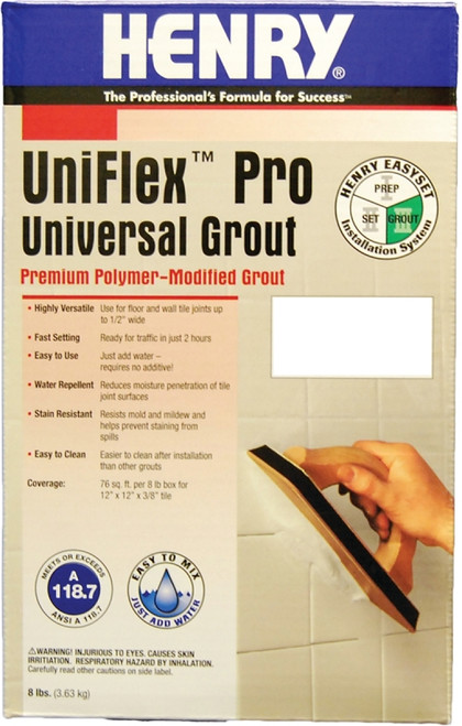 HENRY UniFlex Pro 13096 Polymer Modified Grout, Powder, White, 8 lb Box [SKU: ORG4773263]