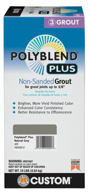CUSTOM Polyblend PBPG0910 Non-Sanded Grout, Solid Powder, Characteristic, Natural Gray, 10 lb Box [SKU: ORG1515139]