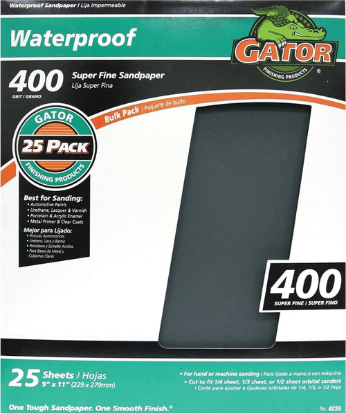 Gator 3281 Sanding Sheet, 11 in L, 9 in W, 400 Grit, Silicone Carbide Abrasive [SKU: ORG3076544]