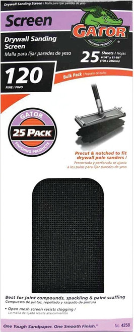 Gator 3302 Sanding Screen, 11-1/4 in L, 4-1/4 in W, 120 Grit, Medium, Silicone Carbide Abrasive [SKU: ORG1910264]