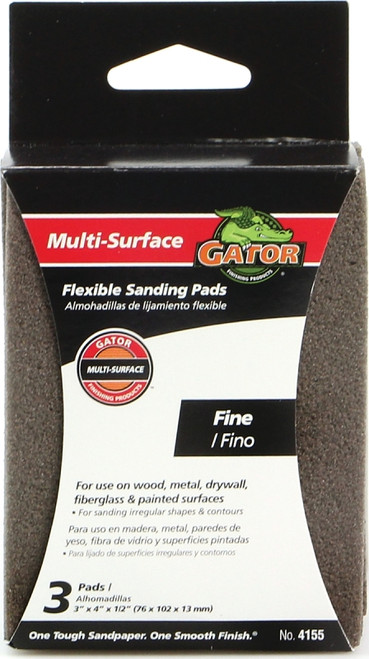 Gator 4155 Sanding Pad, 4 in L, 3 in W, 150 Grit, Fine, Aluminum Oxide Abrasive [SKU: ORG9491119]