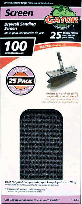 Gator 3303 Sanding Screen, 11 in L, 4-3/8 in W, 100 Grit, Silicone Carbide Abrasive [SKU: ORG3621489]