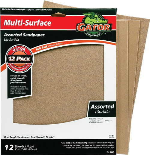 Gator 4445 Sanding Sheet, 9 in L, 11 in W, 100, 150, 220 Grit, Extra Fine/Fine/Medium, Aluminum Oxide Abrasive [SKU: ORG8035214]