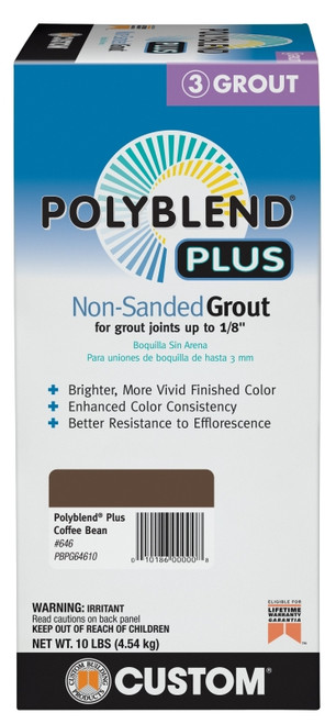 CUSTOM Polyblend PBPG64610 Non-Sanded Grout, Solid Powder, Characteristic, Coffee Bean, 10 lb Box [SKU: ORG1515212]