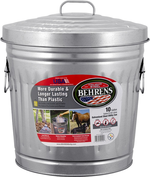 Behrens 6210 Trash Can, 10 gal Capacity, Steel [SKU: ORG6983233]
