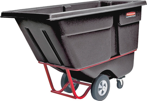 Rubbermaid 1305BLK Tilt Truck, 750 lb Load, 0.5 cu-yd, 3-Caster, Steel Frame, Black, 60-1/2 in OAL, 28 in OAW [SKU: ORG8022634]