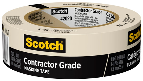Scotch 2020-36AP Masking Tape, 60 yd L, 1.41 in W, Tan [SKU: ORG1210590]