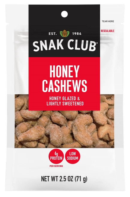 SNAK CLUB 700558 Honey Cashew, Roasted Flavor, 2.5 oz [SKU: ORG0272849]