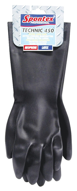 SPONTEX 33555 High-Tensile Strength Protective Gloves, L, 16-1/2 in L, Neoprene, Black [SKU: ORG5002472]