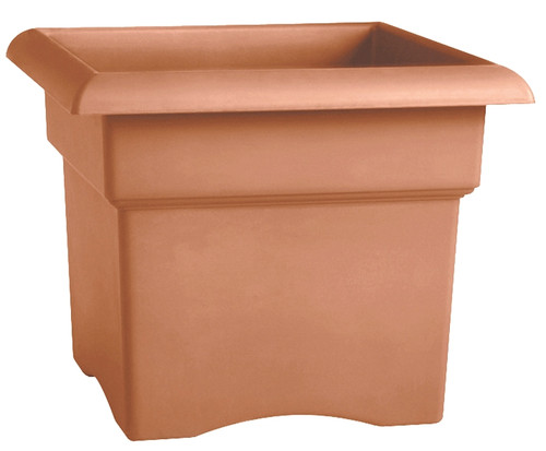 Bloem Veranda Square 57018C Deck Box Planter, 18 in W, 18 in D, Square, Veranda Design, Plastic/Resin, Terra Cotta [SKU: ORG4693685]