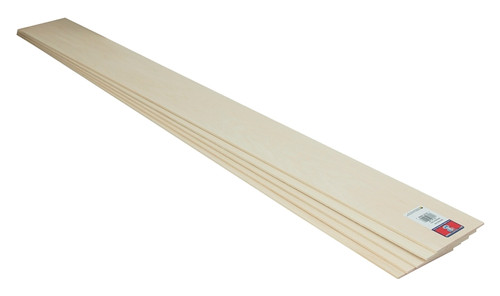 MIDWEST PRODUCTS 4002 Sheet, 36 in L, 3 in W, 1/16 in Thick, Basswood [SKU: ORG4339313]