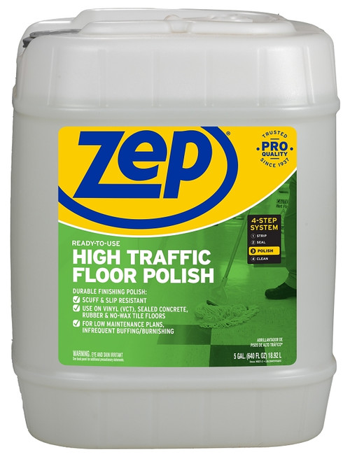Zep ZUHTFF5G Floor Polish, 5 gal Can, Liquid, Mild Ammonia, Milk/Translucent White [SKU: ORG8953234]