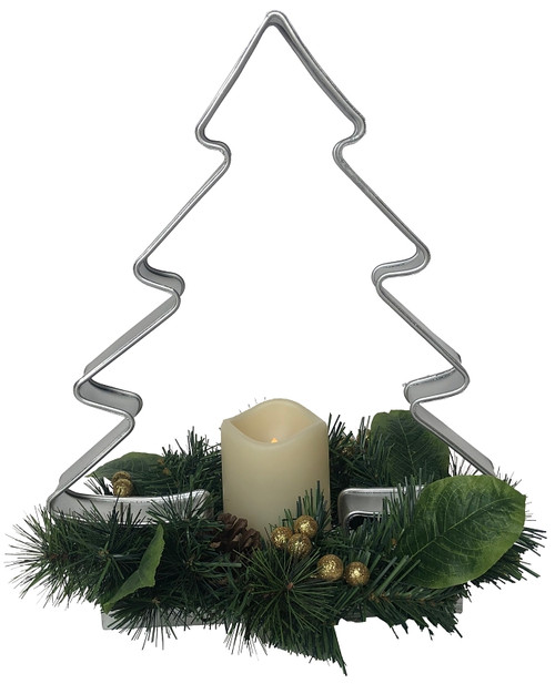Hometown Holidays 23605 Tree Galvanized Metal with Candle, PVC/Metal, White/Silver, Galvanized Metal [SKU: ORG0966457]