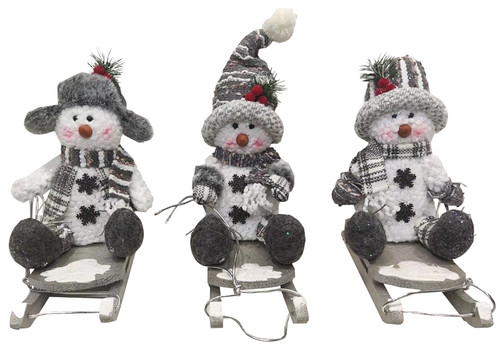 TOY PLUSH SNOWMAN ON SLED 10IN [SKU: ORG3901527]