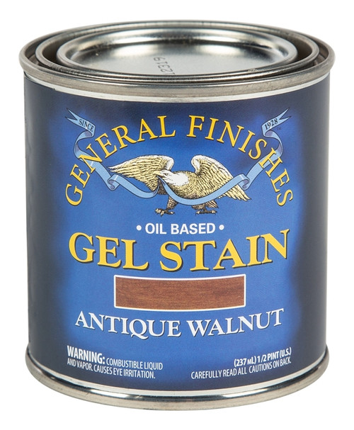 GENERAL FINISHES AH Gel Stain, Antique Walnut, Liquid, 1/2 pt, Can [SKU: ORG5335633]