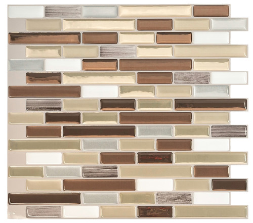 Smart Tiles Mosaik Series SM1053-4 Wall Tile, 9.1 in L Tile, 10.2 in W Tile, Straight Edge, Muretto Durango Pattern [SKU: ORG4375127]