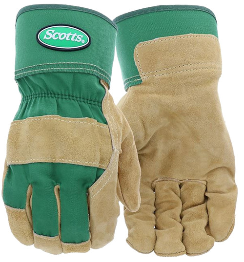 Scotts SC75525/L Gloves, Men's, L, Reinforced Thumb, Safety Cuff, Green/Tan [SKU: ORG5916390]