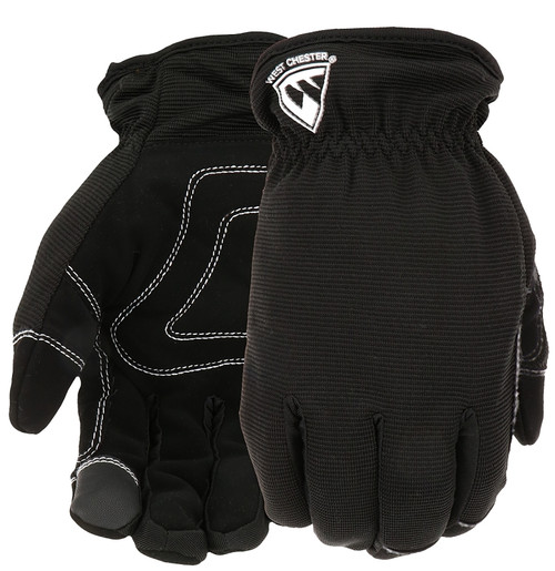 WEST CHESTER 96156BK-L Hi-Dexterity, Insulated Winter Gloves, Unisex, L, Saddle Thumb, Elastic, Slip-On Cuff, Black [SKU: ORG3616323]