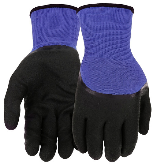 WEST CHESTER 93056/M Dipped Gloves, Men's, M, Elastic Knit Wrist Cuff, Nitrile Coating, Polyester Glove, Black/Blue [SKU: ORG4310876]