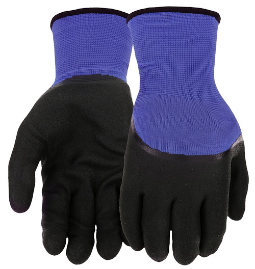 WEST CHESTER 93056/XL Dipped Gloves, Men's, XL, Elastic Knit Wrist Cuff, Nitrile Coating, Polyester Glove, Black/Blue [SKU: ORG4310884]