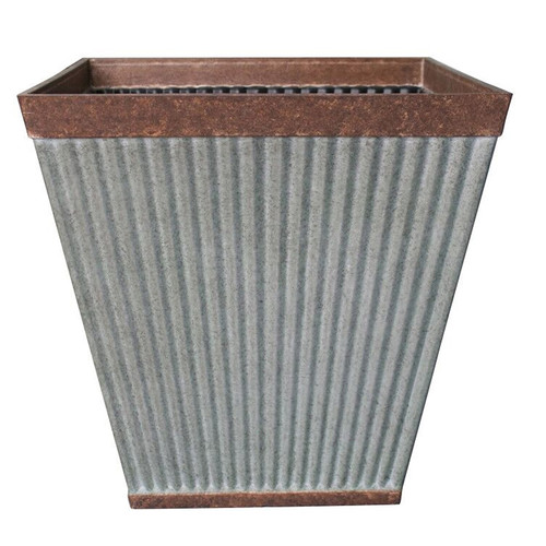 Southern Patio HDR-046851 Westlake Planter, 16 in W, 16 in D, Square, Resin, Rustic Galvanized, Silvery [SKU: ORG8249161]