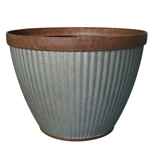 Southern Patio HDR-046868 Westlake Planter, 20-1/2 in Dia, Round, Resin, Rustic Galvanized, Silvery [SKU: ORG8249187]