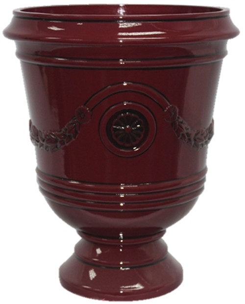 Southern Patio CMX-047025 Porter Urn, 15-1/2 in W, 15-1/2 in D, Ceramic/Resin Composite, Oxblood, Gloss [SKU: ORG8249245]