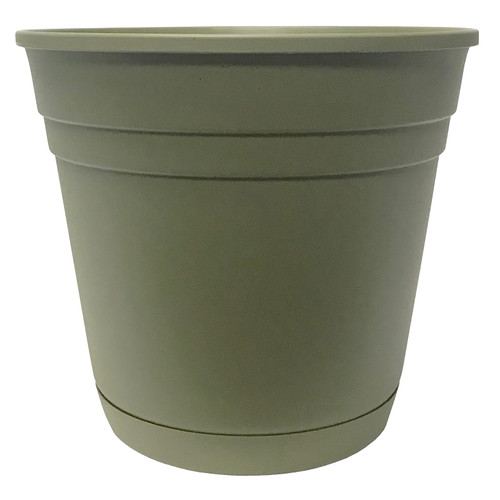 Southern Patio RN0812OG Riverland Planter with Saucer, 8 in Dia, Round, Poly Resin, Olive Green, Matte [SKU: ORG3253317]