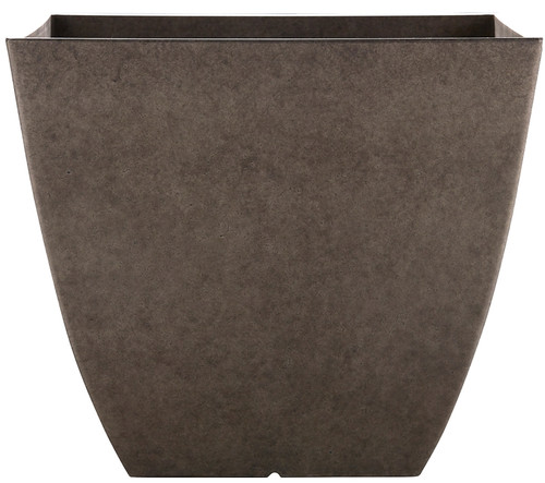 Southern Patio HDR-091677 Newland Planter, 16 in W, 16 in D, Square, Plastic/Resin, Gray, Stone Aesthetic [SKU: ORG0942490]