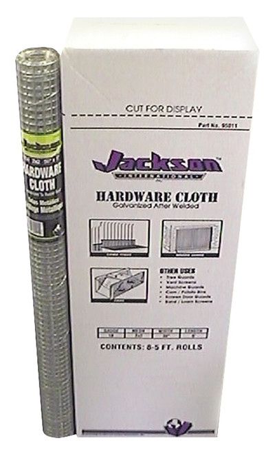 Jackson Wire 11 03 13 13 Hardware Cloth, 5 ft L, 36 in W, 19 Gauge, 1/2 x 1/2 in Mesh, Galvanized [SKU: ORG8120214]