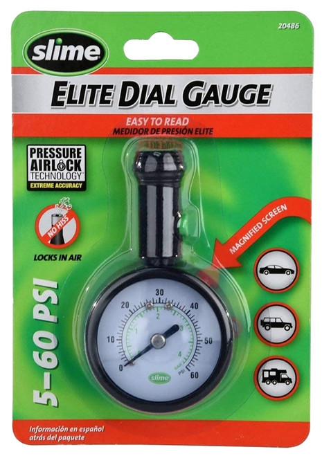 Slime Elite 20486 Dial Tire Gauge, 5 to 60 psi [SKU: ORG7416696]